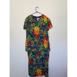 Jessica Howard Womens Plus 18 Dress Aloha Print Floral Rayon Short Sleeve NWT